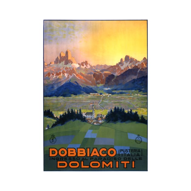 Vintage Travel Poster Dobbiaco Italy Dolomiti by vintagetreasure