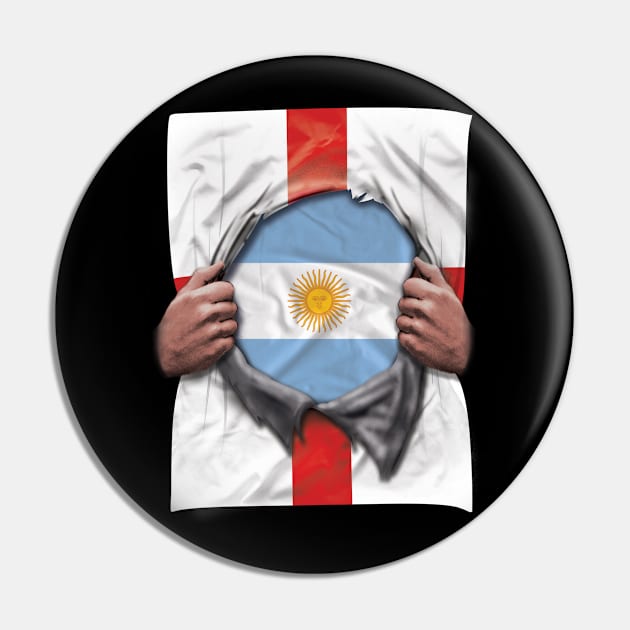 Argentina Flag English Flag Ripped Open - Gift for Argentinian From Argentina Pin by Country Flags