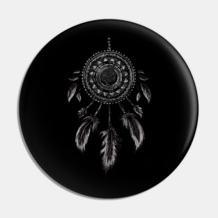 Distressed Dream Catcher - Native American Indian Feather Pin