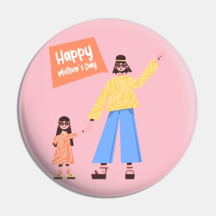 Black Happy Mothers Day Pin