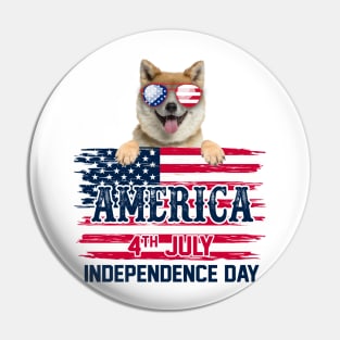 America 4th July Independence Day - Akita Dog Pin