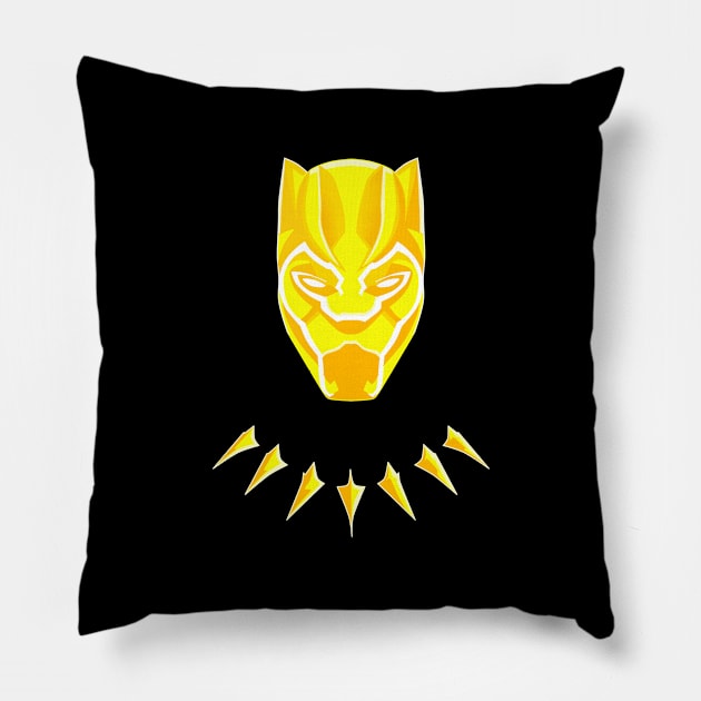 Black Panther Golden Design Pillow by HKartworks