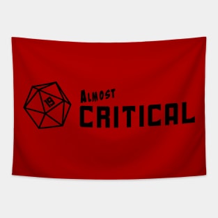 Almost Critical - Solid Black Horizontal Logo on Red Tapestry