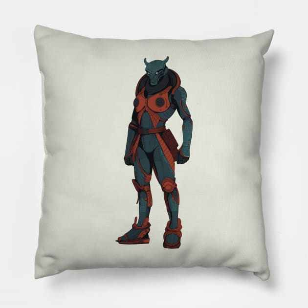 The Sauroid One (Japanese Ukiyo-e Woodblock Print) Pillow by Funky Edge Underground