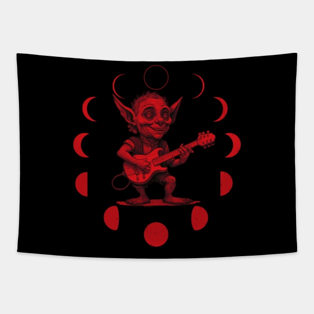 goblin playing guitar moon phase Tapestry by NIKA13