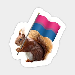 A Red Squirrel with a bisexual pride flag. Magnet