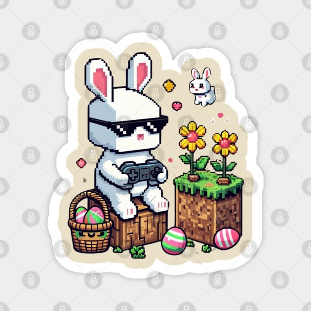 Boys Happy Easter Day Bunny Egg Video Game Kids Mens Gamer Magnet by Creatifly Graphic Tees