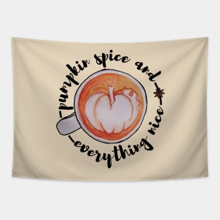 Watercolor Pumpkin Spice and Everything Nice Latte Art Tapestry