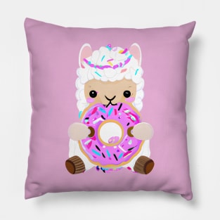 Sheep Eating a Donut, Cute Sheep, Kawaii Pillow