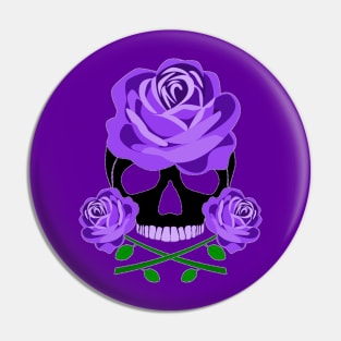 Purple Rose Skull Pin