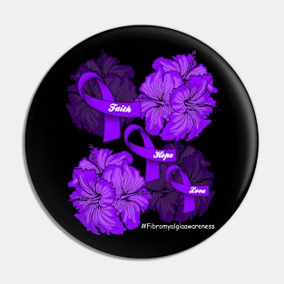 Faith Hope Love Purple Ribbon Fibromyalgia Awareness Pin