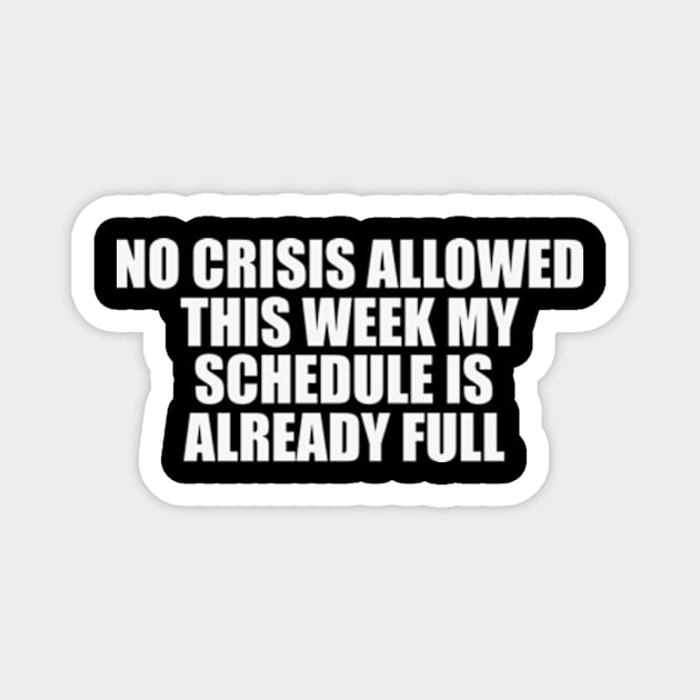 Funny Work Shirt, No Crisis Allowed This Week, sarcastic work Shirt, Shirt for coworker, work friend gift Magnet by Y2KERA