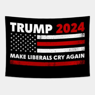 Trump 2024 Make Liberals Cry Again Flag Tapestry