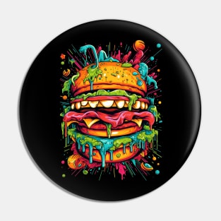 Colorful acid burger art horror psychodelic monster Pin