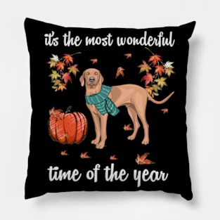 Vizsla Dog Autumn Fall Most Wonderful Time Maple Gift Pillow