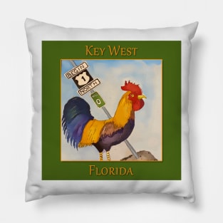 Key West Rooster add Mile Marker 0, Florida Pillow