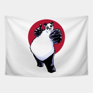 Buddy Panda with Red Background Tapestry