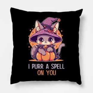 Funny Cat Pun Witch Spell Graphic Men Kids Women Halloween Pillow