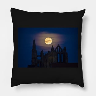 Whitby Abbey Moonrise Gothic Supermoon Benedictine Ruins IMG 1738 Pillow