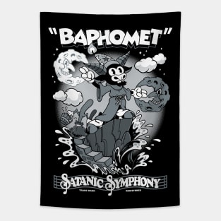 Vintage Rubber Hose Cartoon Baphomet Sorcerer - Occult Goth - Satanic Symphony Tapestry