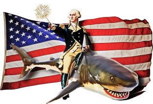 George Washington Riding a Shark American Flag Magnet