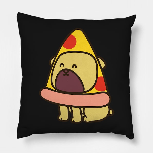 dog with pizza on head Pillow by bougieFire