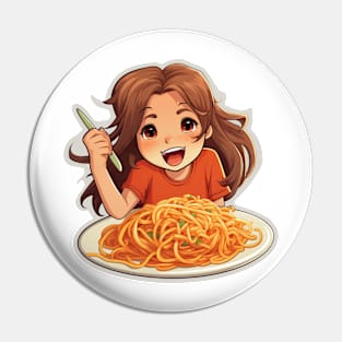 Cute Girl Eating Spaghetti Pin