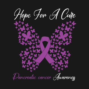 Hope For A Cure _ Butterfly Gift 3 Pancreatic cancer T-Shirt