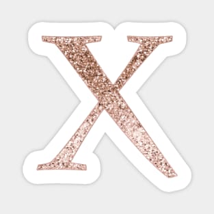 X rose gold glitter monogram letter Magnet