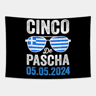 Cinco De Pascha Greece Flag  Greek Easter Cinco de Mayo Tapestry