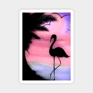 tropical sunset silhouette flamingo Magnet