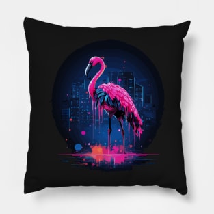 Cyberpunk flamingo Pillow