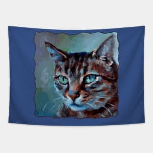 Cute Impressionism Tabby Cat Tapestry