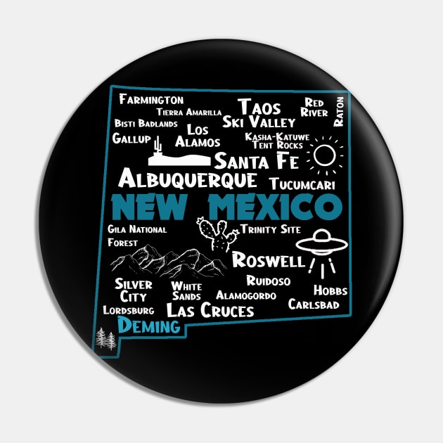 Cute map of Deming New Mexico Albuquerque Santa Fe Los Alamos, Roswell Las Cruces Carlsbad Hobbs Silver City Pin by BoogieCreates