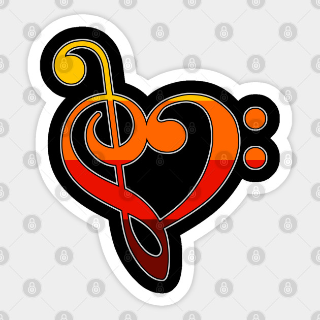 70s Music Notes Heart Music Sticker Teepublic