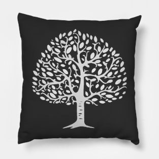 White Abstract Tree Pillow