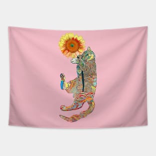 Cat lover gift sunflower and kitty Tapestry