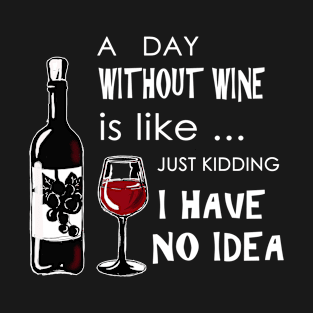 A day without wine is like just kidding have no idea T-Shirt