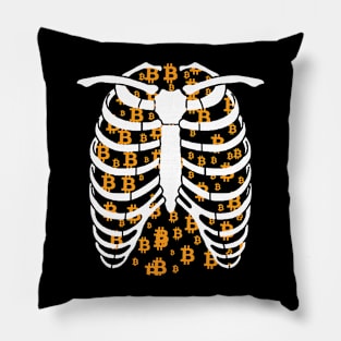 Skeleton With Bitcoins Pillow