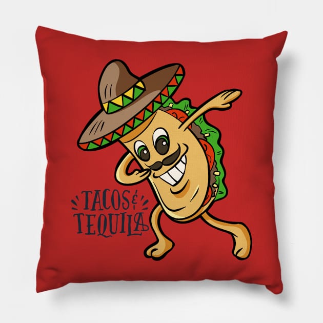 Tacos and Tequila Tacos lovers Pillow by Barts Arts