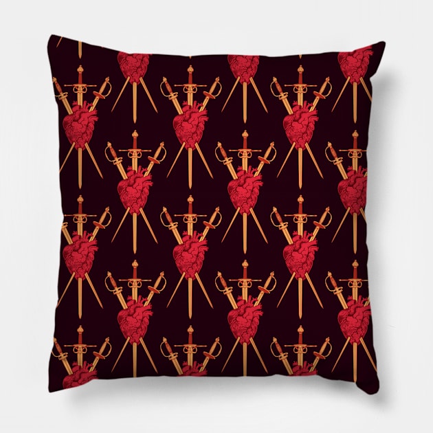 Three of Swords Pillow by Spookish Delight