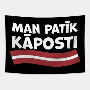 "Man Patik Kaposti" - Latvian for "I Like Cabbage" Tapestry