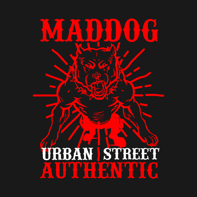 MAD DOG  Bulldog Art Design Gift Tshirt by gdimido