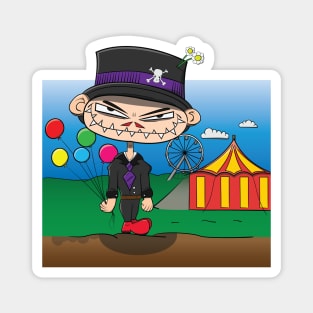 Scary Circus Clown with Balloons Cartoon Magnet