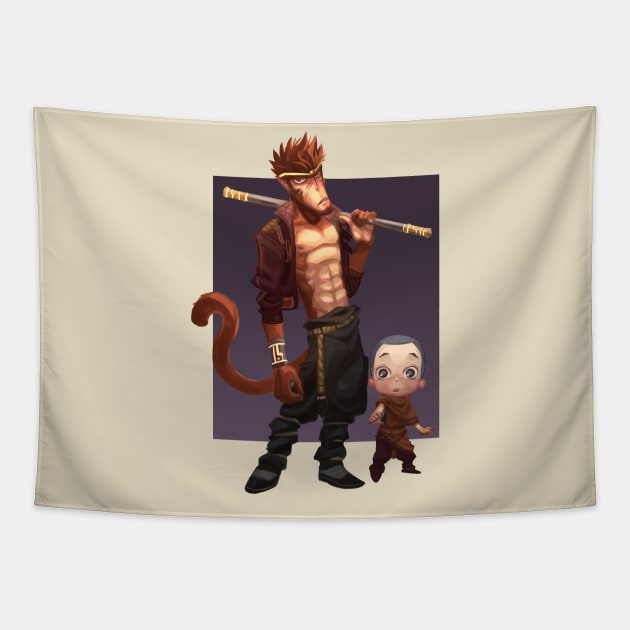 Monkey King cyberpunk Tapestry by 	 FatharaniYasmin