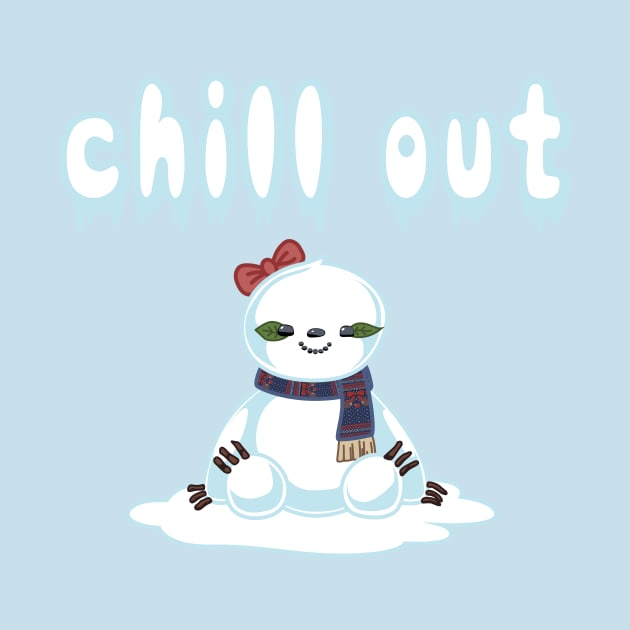 Snow Sloth says Chill Out by SlothgirlArt