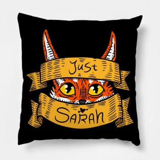 just sarah, curious fox illustration. personalized name gift. Pillow