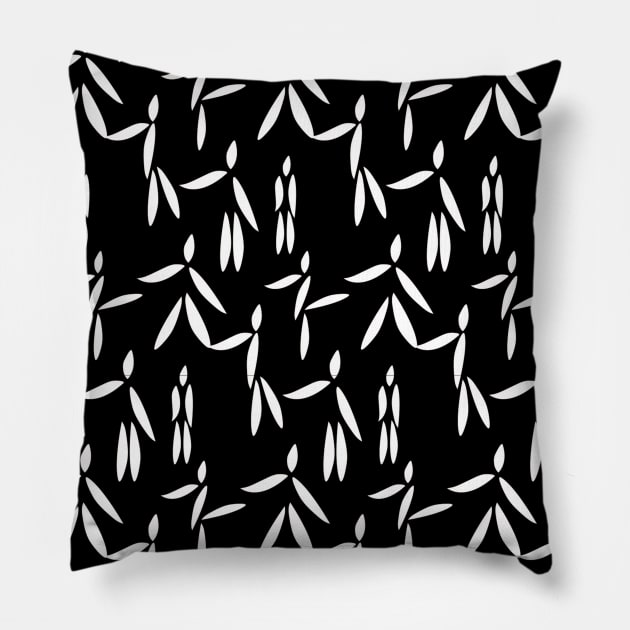 People stick figure pattern in black and white Pillow by Spinkly