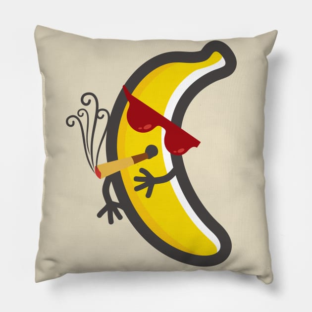 Cute banana smoking Pillow by Shankara