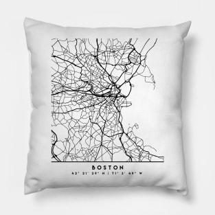 BOSTON MASSACHUSETTS BLACK CITY STREET MAP ART Pillow